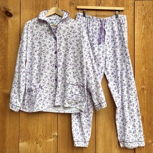 Global Sleepwear Women’s Floral Flannel Pajama Set Sz XL